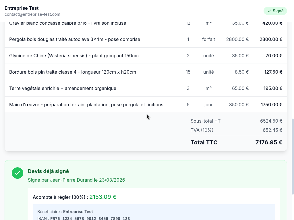 3 détails de devis signés